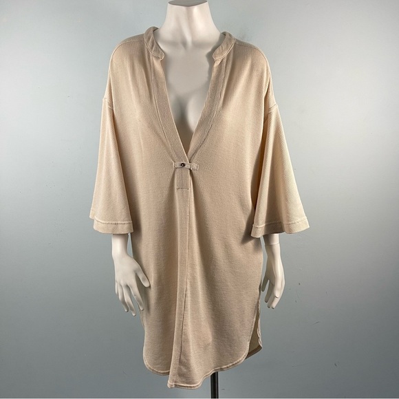 Free People FP Beach Bell Sleeve Tunic Dress Cover Up Size Medium Beige Summer - Picture 1 of 15